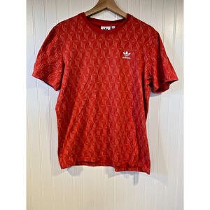 Adidas Originals Trefoil Monogram Tee Shirt Medium Red, Graphic Athleisure